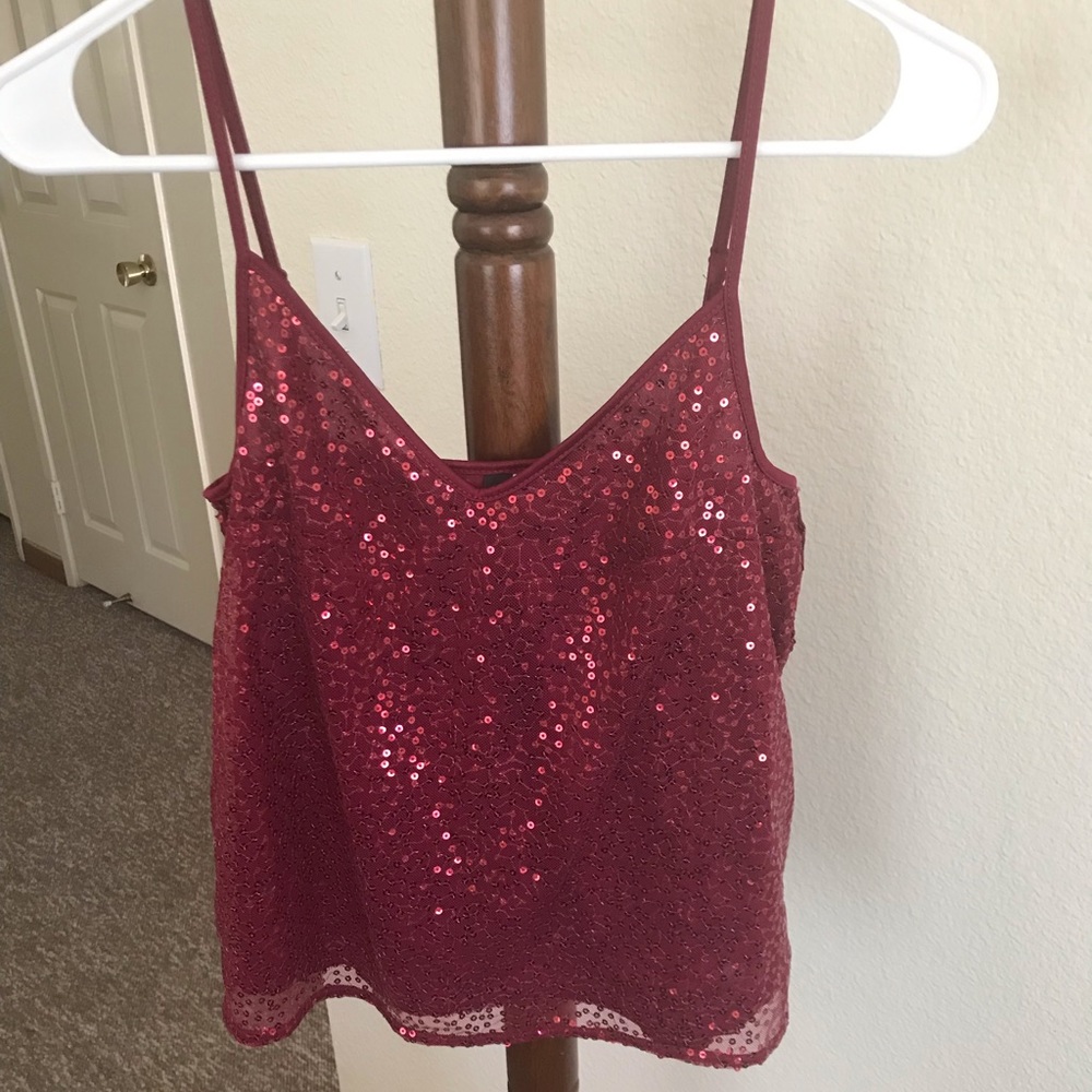 Wine red sequin tank top. Size 4. Worn once.